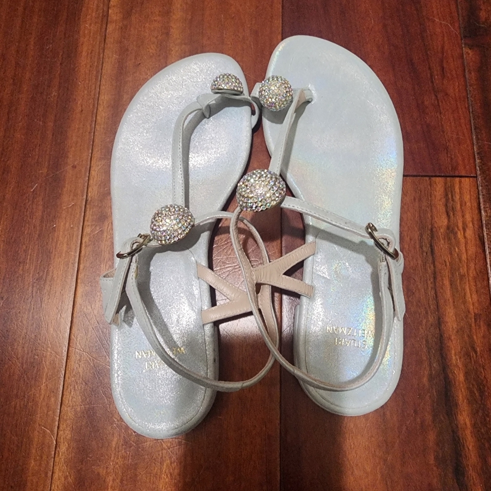 Stuart Weitzman The Ball Of Fire Beautiful Women's Flat Sandal Iris Cipria 5⅓